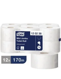 Papier toilette 2 plis Mini Jumbo Tork 170m (Lot de 12) 2
