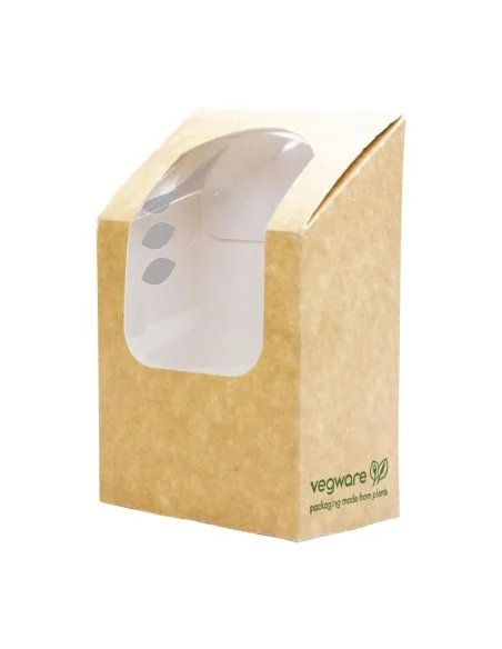 Boîtes à wrap et tortilla kraft compostables avec fenêtre PLA Vegware