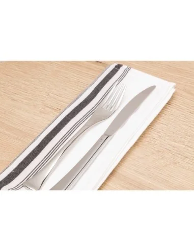 Serviettes de table bistro avec rayures noires x10