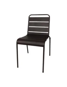 Chaise à lattes en acier Bolero noire lot de 4 2