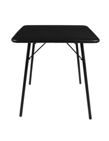 Table à lattes carrée en acier Bolero 700mm noire