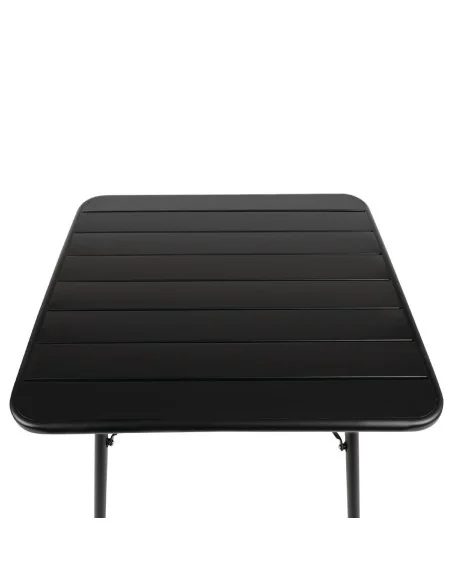 Table à lattes carrée en acier Bolero 700mm noire
