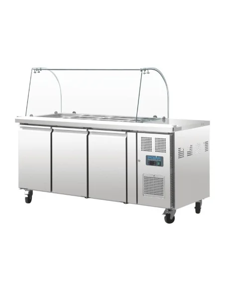 Comptoir de préparation réfrigéré GN avec pare-haleine Polar Série U 3 portes