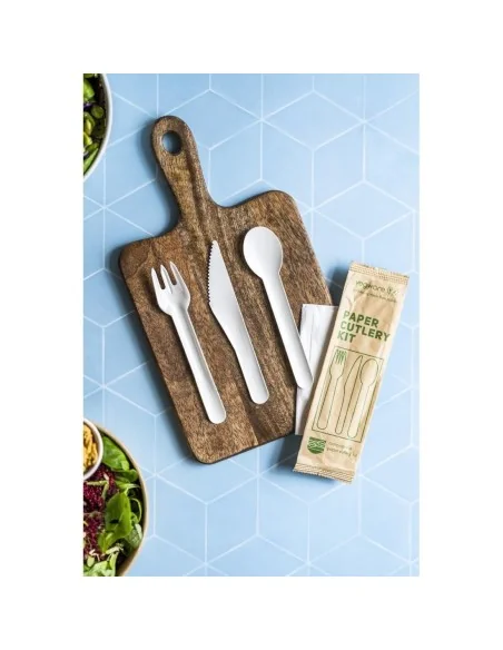 Set de couverts en papier compostables Vegware 4 en1
