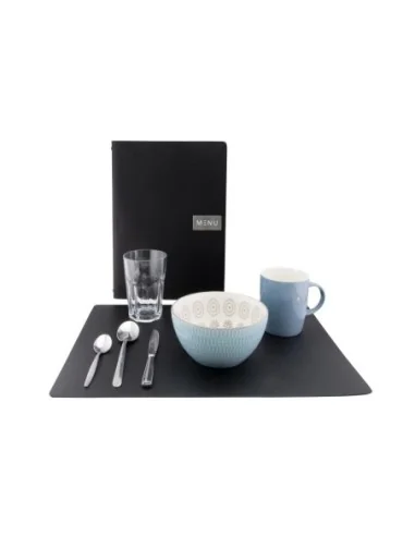 Set de table en cuir recyclé brut Securit Leather noir