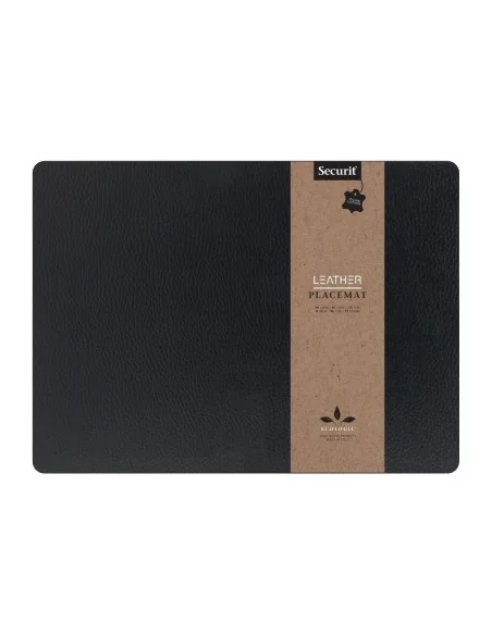 Set de table en cuir recyclé brut Securit Leather noir