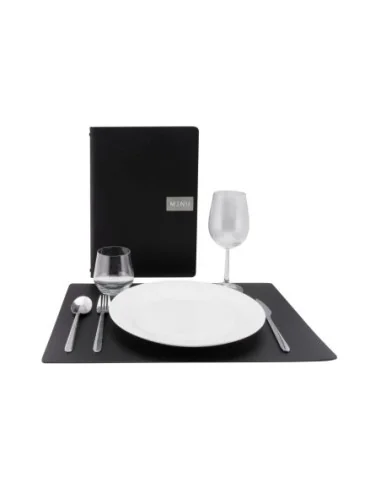 Set de table en cuir recyclé brut Securit Leather noir