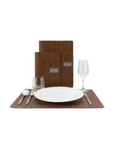 Set de table en cuir recyclé Securit Leather marron 2