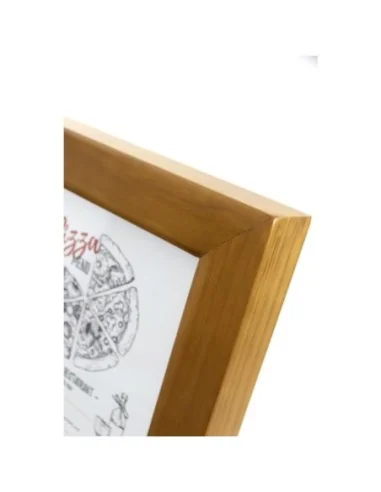 Porte-menu mural à LED blanches en teck Securit 4xA4 