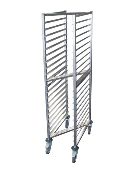 ECHELLE INOX SOUDEE ENCASTRABLE GN1/1. 20 NIVEAUX. ENTREE 325. CH.POLYAMIDE. AVEC FREINS L (en mm) : 389 - P (en mm) : 635 H (en