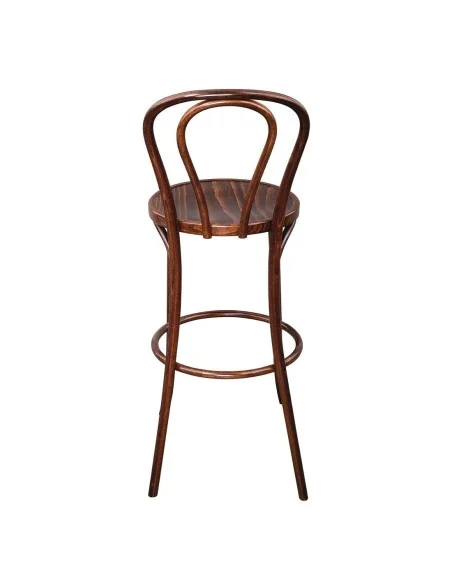 Tabouret haut bistro en bois courbé Fameg noyer