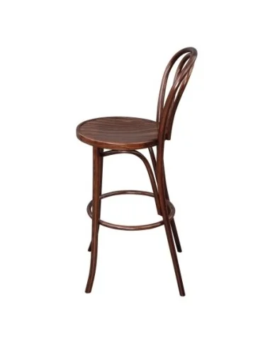 Tabouret haut bistro en bois courbé Fameg noyer