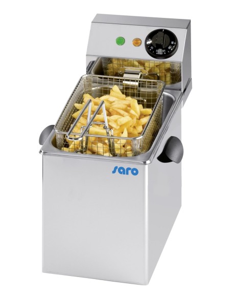 FRITEUSE DE TABLE ELECTRIQUE SANS ROBINET DE VIDANGE. 1 CUVE DE 4L Tension : 230V Mono - Puissance (en kW) : 2 L (en mm) : 245 -