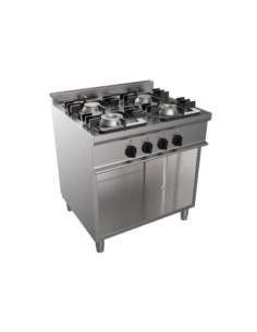 FOURNEAU GAZ 4 BRULEURS SUR MEUBLE PLACARD OUVERT BAC DE...