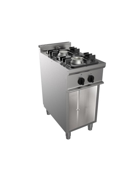 FOURNEAU GAZ 2 BRULEURS SUR MEUBLE PLACARD OUVERT BAC DE RECUPERATION EXTRACTIBLE L (en mm) : 400 - P (en mm) : 700 H (en mm) :