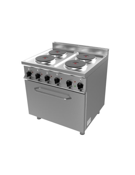 FOURNEAU ELECTRIQUE 4 PLAQUES (4 X 2.6 KW) SUR FOUR ELECTRIQUE STATIQUE GN2-1 Fourni avec câble électrique. sans prise H (en mm)