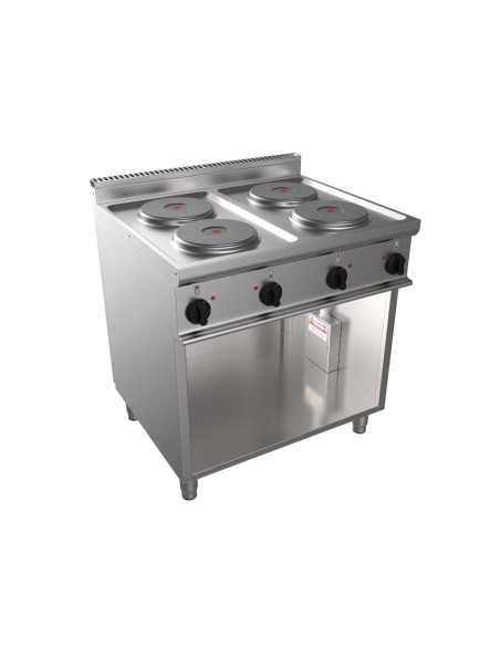 FOURNEAU ELECTRIQUE 4 PLAQUES INOX 304 SUR MEUBLE PLACARD OUVERT Fourni avec câble électrique. sans prise Fourni avec câble élec