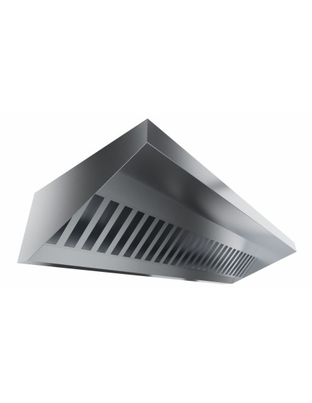 HOTTE MURALE BISEAUTEE. 2 FILTRES. 1600M3/H AVEC ECLAIRAGE LED GAINE 300X320MM AU DESSUS AU CENTRE Tension : 230V Mono - Puissan