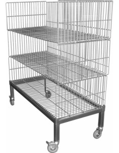 CHARIOT A BARQUETTES FILAIRE INOX 304 - 2 NIVEAUX AVEC...