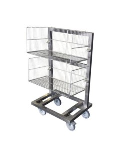 CHARIOT INOX SUPPORT 2 PANIERS A BARQUETTES DE DIM....
