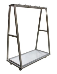 CHARIOT A CARCASSES INOX 304. 1 NIVEAU DE BARRE A DENTS....