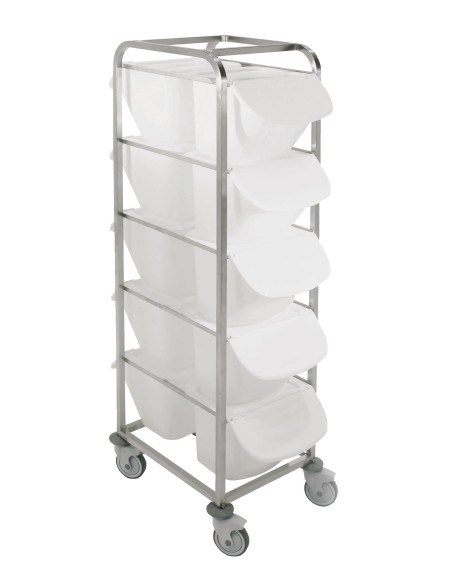 ECHELLE POUR BACS A INGREDIENTS 15L. INOX 304. SUR ROULETTES D.125MM. POUR 10 BACS 15L. 2 X 5 NIVEAUX POUR BAC 15L REF : BAC 15L