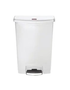 Poubelle à pédale frontale large Slim Jim Step-On Rubbermaid blanche 90L 2