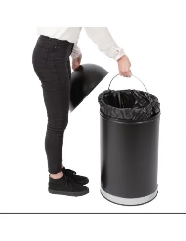 Poubelle dôme ouverte en acier Bolero noire 40L