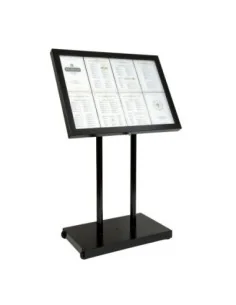 Porte-menu à LED blanches en acier noir Securit 8xA4 avec poteau et socle 2