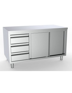 700 PLAN DE TRAVAIL PORTES COULISST TIROIRS À GAUCHE 1400