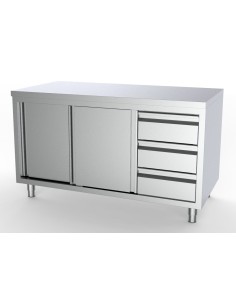 700 PLAN DE TRAVAIL PORTES COULISST TIROIRS À DROITE 1400