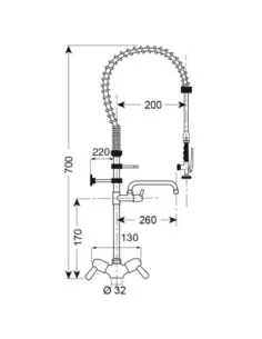 Douchette avec puisage petit modèle monotrou à col de cygne Gastro M 2