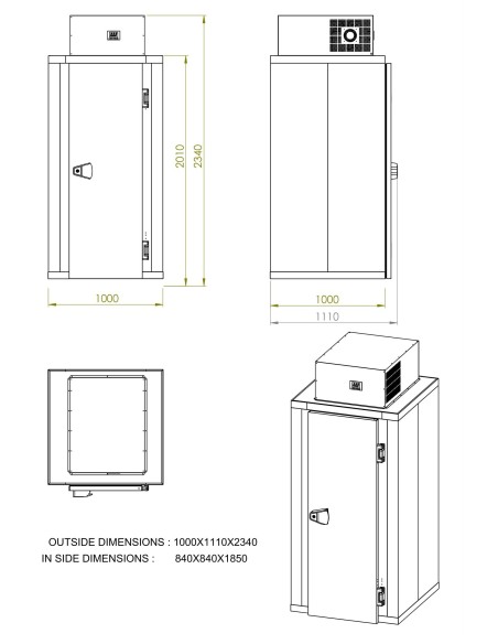 MINI CHAMBRE FRIGORIFIQUES INCL. UNITÉ TYPE NÉGATIF