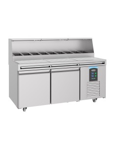 TABLE PRÉP POUR PIZZA 2 PORTES 9x 1/3GN RÉCIPIENT