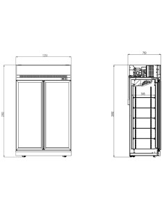 RÉFRIGÉRATEUR 2 PORTES EN VERRE NOIR INS-1000R BL 2