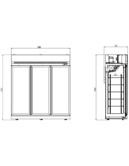 CONGÉLATEUR 3 PORTES EN VERRE NOIR INS-1530F BL