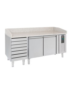 TABLE PRÉP POUR PIZZA 2 PORTES 7 TIROIRS