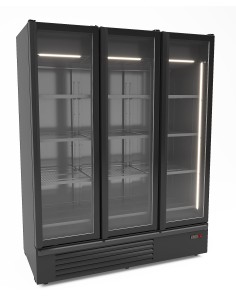 RÉFRIGÉRATEUR 3 PORTES EN VERRE NOIR 1555L