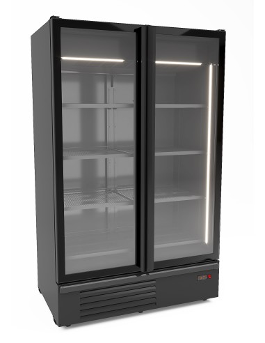 RÉFRIGÉRATEUR 2 PORTES EN VERRE NOIR 1200L