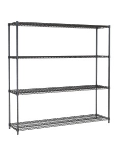 ÉTAGÈRES 4 LEVELS 1800 NOIR DÉMONTABLE
