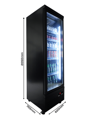 RÉFRIGÉRATEUR 1 PORTE EN VERRE NOIR CEB-500R BL