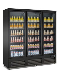 RÉFRIGÉRATEUR 3 PORTES EN VERRE NOIR CEB-1600R BL