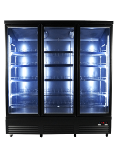 RÉFRIGÉRATEUR 3 PORTES EN VERRE NOIR CEB-1600R BL 2