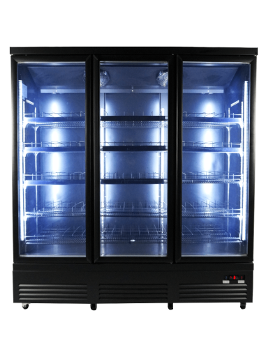 RÉFRIGÉRATEUR 3 PORTES EN VERRE NOIR CEB-1600R BL