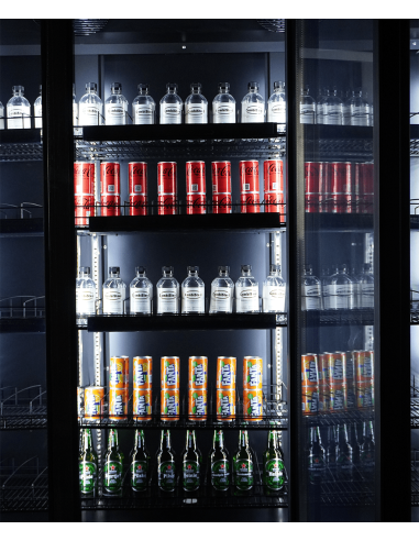 RÉFRIGÉRATEUR 3 PORTES EN VERRE NOIR CEB-1600R BL