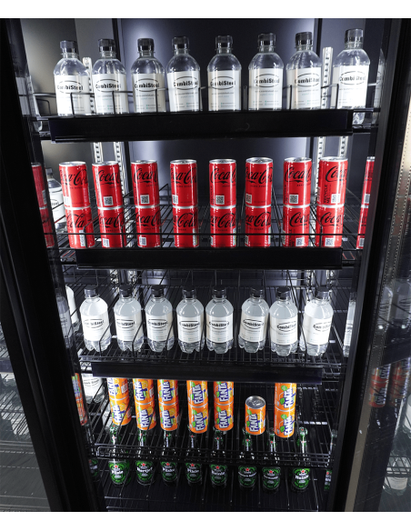 RÉFRIGÉRATEUR 3 PORTES EN VERRE NOIR CEB-1600R BL