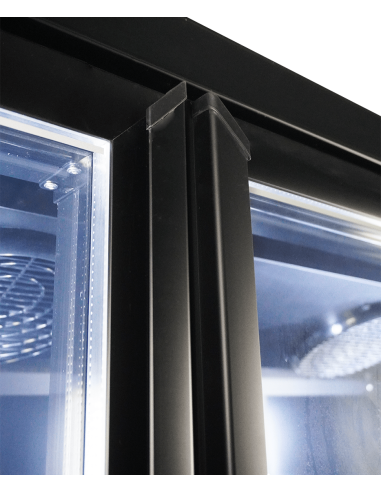 RÉFRIGÉRATEUR 3 PORTES EN VERRE NOIR CEB-1600R BL