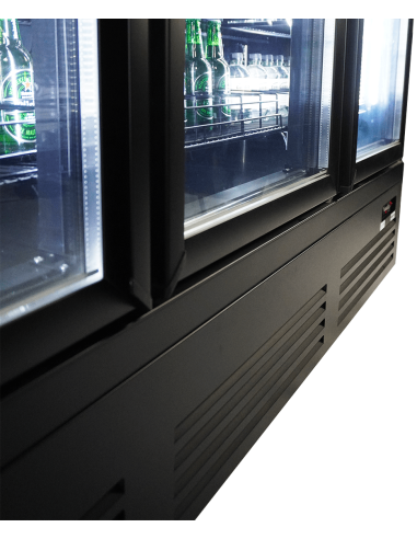 RÉFRIGÉRATEUR 3 PORTES EN VERRE NOIR CEB-1600R BL