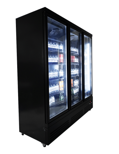 RÉFRIGÉRATEUR 3 PORTES EN VERRE NOIR CEB-1600R BL