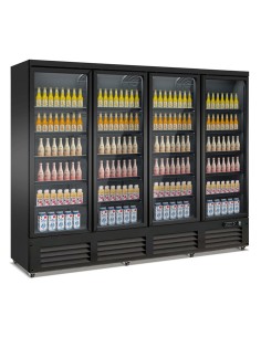 RÉFRIGÉRATEUR 4 PORTES EN VERRE NOIR CEB-2000R BL...
